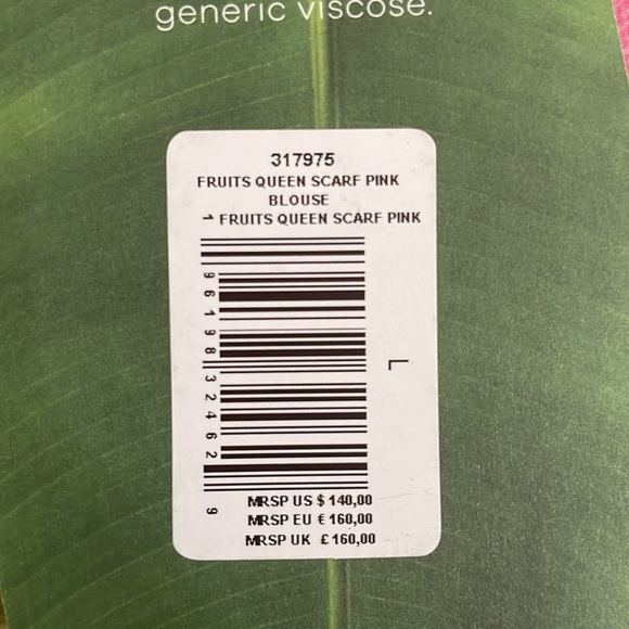 FARM RIO Women's Pink Fruits Queen Scarf Lenzing Ecovero Viscose Blouse Size L - Picture 8 of 9